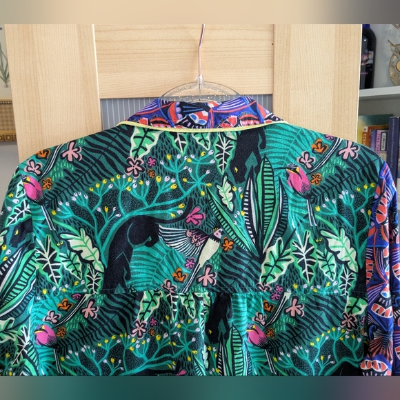 Women's Anthropologie Masha Volnova Pajamas Colorful Vibrant Tropical 2 Piece - Picture 8 of 14